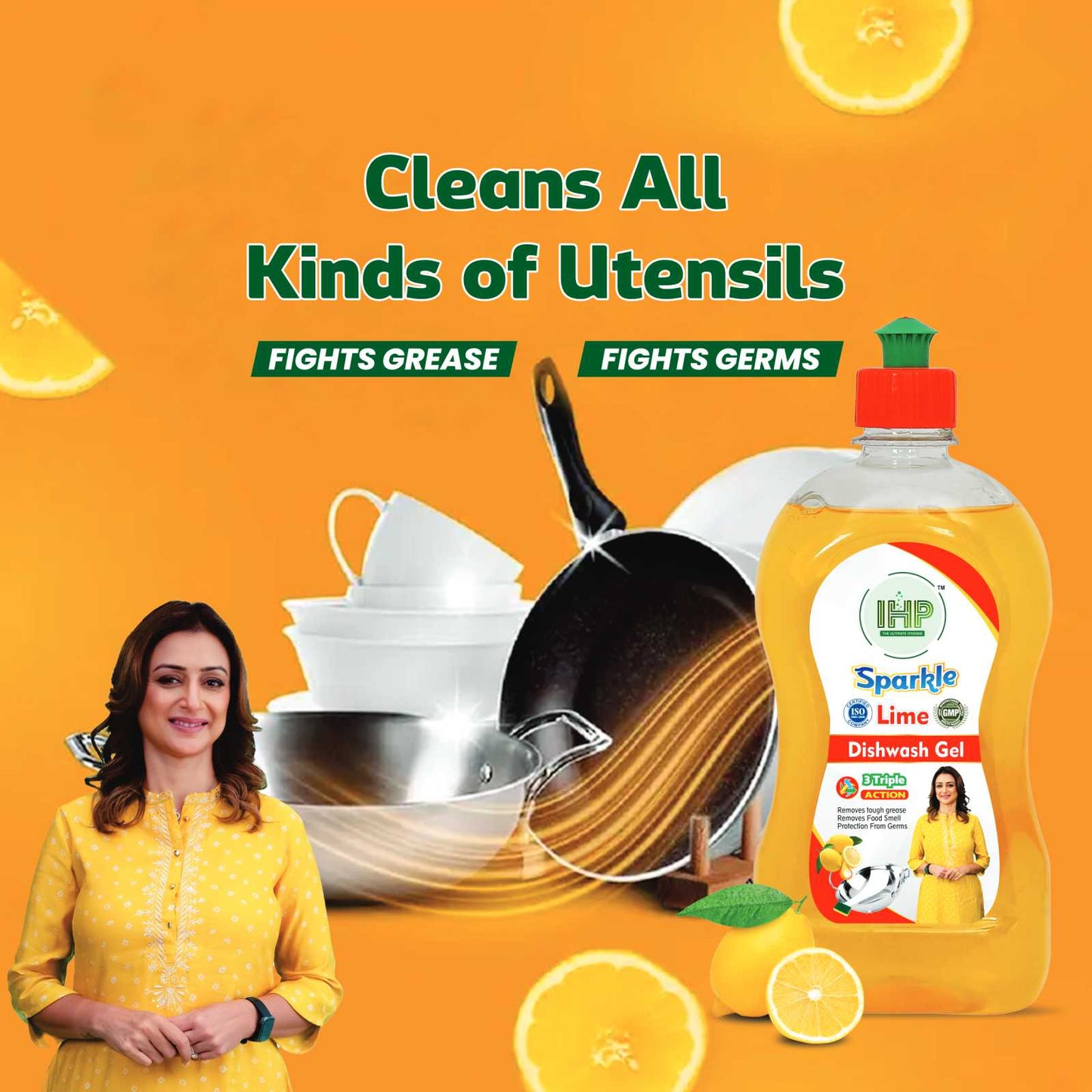 IHP DISH WASH GEL (500ML*2) + KITCHEN CLEANER